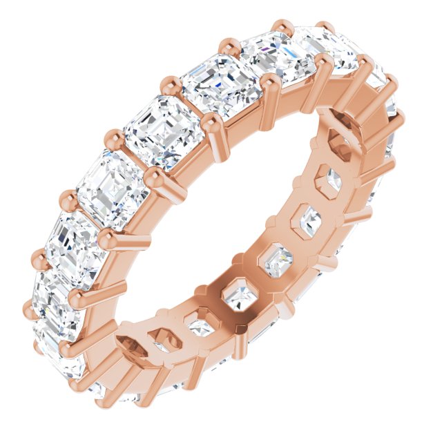 14K Gold Asscher Lab-Grown Diamond Shared-Prong Eternity Band – 3x3 mm Stones - Rose Gold