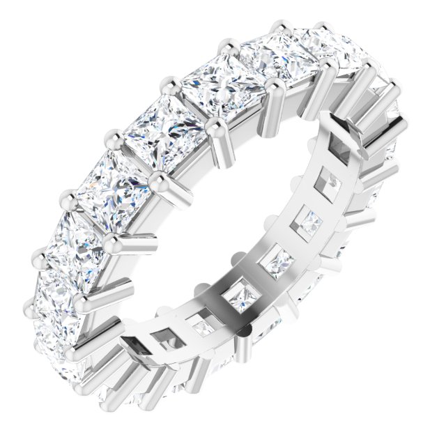 10K Gold Square Natural Diamond Shared-Prong Eternity Band – 3x3 mm Stones - White Gold