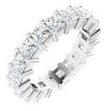 10K Gold Square Lab-Grown Diamond Shared-Prong Eternity Band – 3x3 mm Stones - White Gold