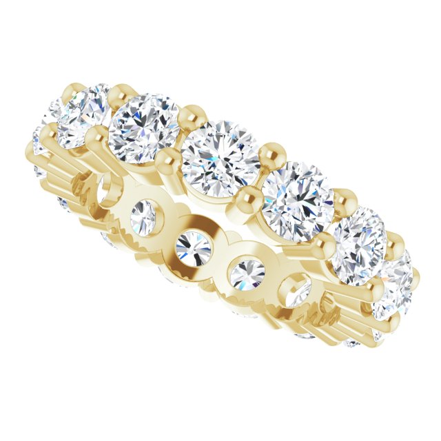 10K Gold Round Lab-Grown Diamond Shared-Prong Eternity Band – 3.8 mm Stones - Yellow Gold - view 5