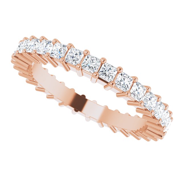 10K Gold Square Natural Diamond Shared-Prong Eternity Band – 1.75x1.75 mm Stones - Rose Gold - view 5