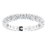 10K Gold Round Natural Diamond Shared-Prong Eternity Band – 2.25 mm Stones - White Gold - view 3