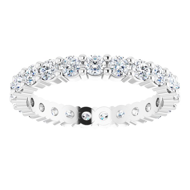 10K Gold Round Natural Diamond Shared-Prong Eternity Band – 2.25 mm Stones - White Gold - view 3