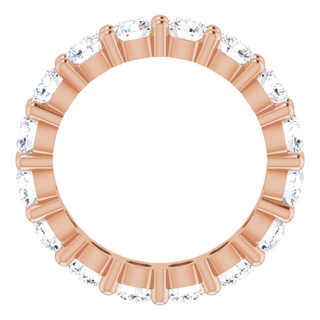 10K Gold Round Natural Diamond Shared-Prong Eternity Band – 3.4 mm Stones - Rose Gold - view 2
