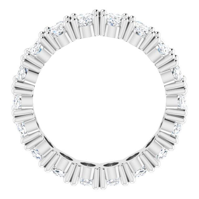 14K Gold Oval Natural Diamond Shared-Prong Eternity Band – 5x3 mm Stones - White Gold - view 2