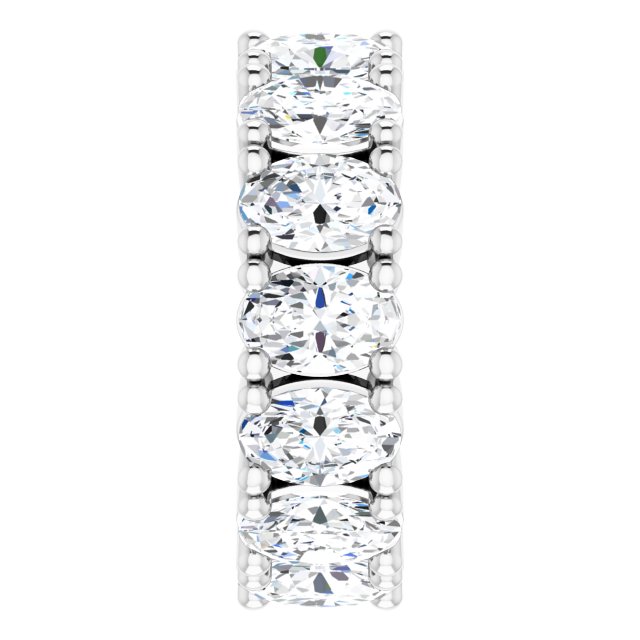 10K Gold Oval Lab-Grown Diamond Shared-Prong Eternity Band – 6x4 mm Stones - White Gold - view 4