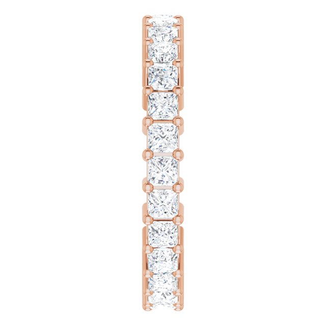 10K Gold Square Natural Diamond Shared-Prong Eternity Band – 2x2 mm Stones - Rose Gold - view 4