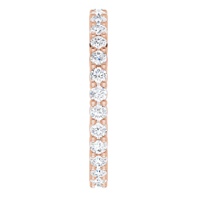 10K Gold Round Lab-Grown Diamond Shared-Prong Eternity Band – 1.75 mm Stones - Rose Gold - view 4