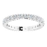 10K Gold Round Natural Diamond Shared-Prong Eternity Band – 2 mm Stones - White Gold - view 3