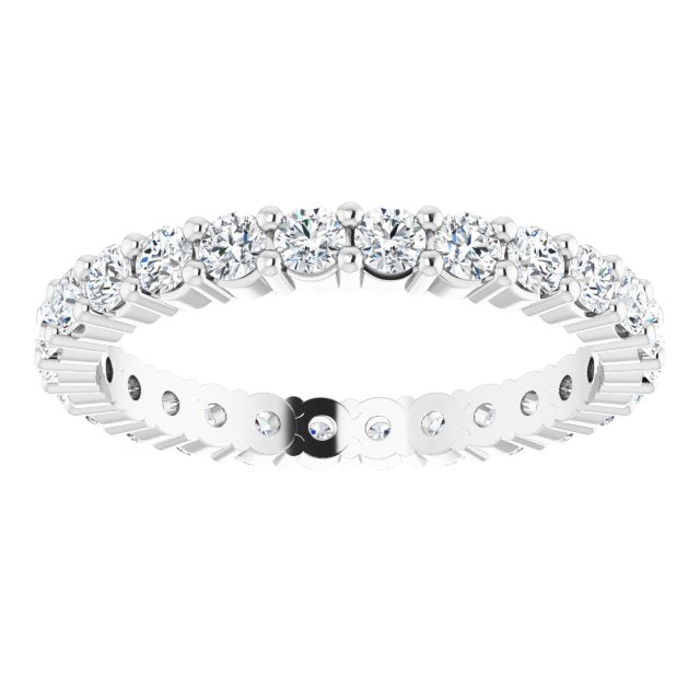 10K Gold Round Natural Diamond Shared-Prong Eternity Band – 2 mm Stones - White Gold - view 3