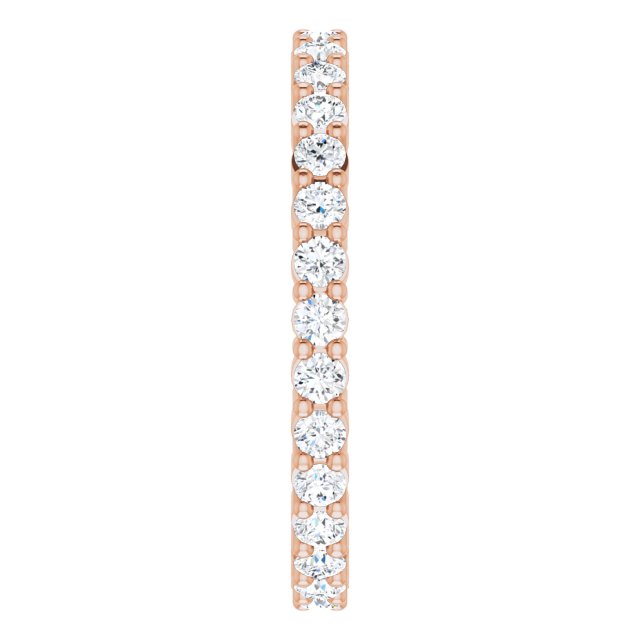 10K Gold Round Natural Diamond Shared-Prong Eternity Band – 1.7 mm Stones - Rose Gold - view 4
