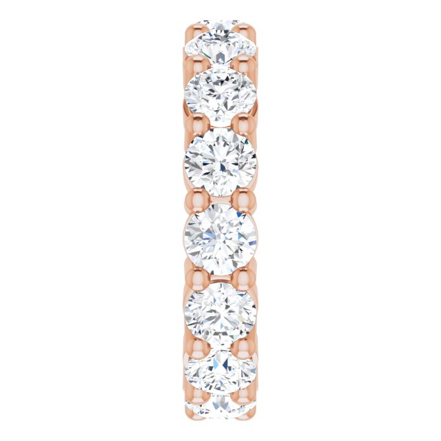 14K Gold Round Lab-Grown Diamond Shared-Prong Eternity Band – 3.8 mm Stones - Rose Gold - view 4