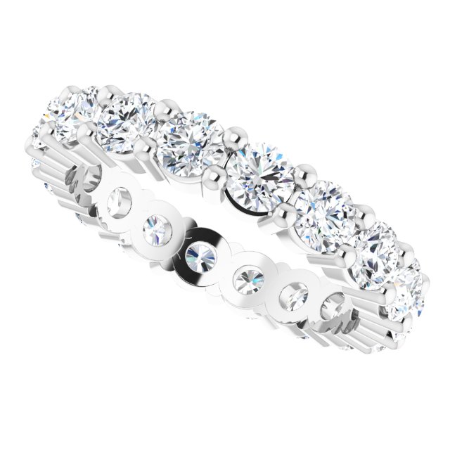 10K Gold Round Lab-Grown Diamond Shared-Prong Eternity Band – 3 mm Stones - White Gold - view 5