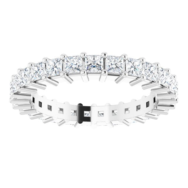 10K Gold Square Lab-Grown Diamond Shared-Prong Eternity Band – 2x2 mm Stones - White Gold - view 3