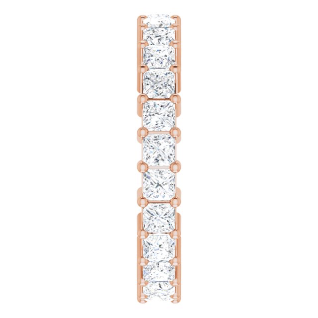 10K Gold Square Natural Diamond Shared-Prong Eternity Band – 2.25x2.25 mm Stones - Rose Gold - view 4