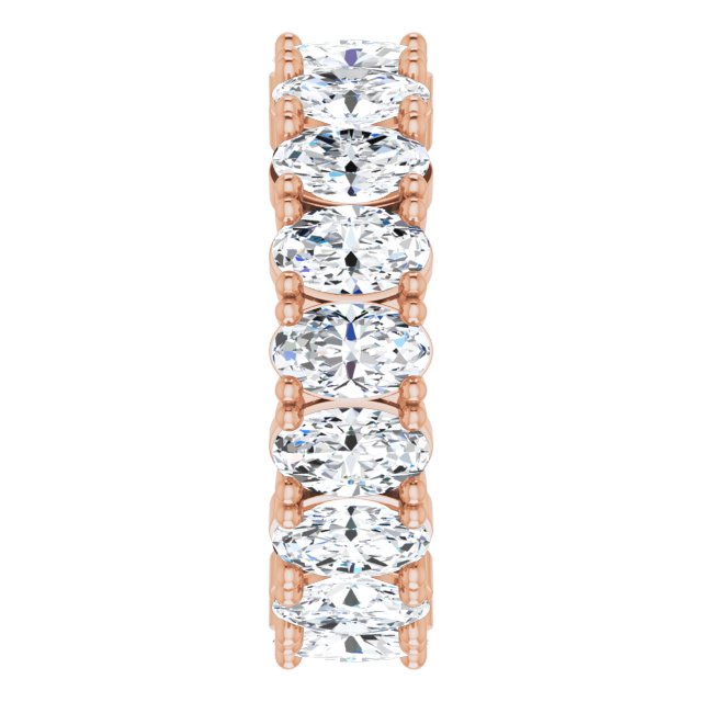 10K Gold Oval Natural Diamond Shared-Prong Eternity Band – 5x3 mm Stones - Rose Gold - view 4