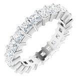 10K Gold Square Natural Diamond Shared-Prong Eternity Band – 2.5x2.5 mm Stones - White Gold