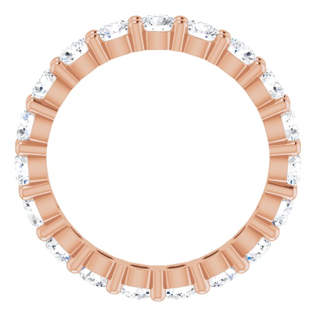 10K Gold Round Lab-Grown Diamond Shared-Prong Eternity Band – 2.75 mm Stones - Rose Gold - view 2
