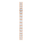10K Gold Round Natural Diamond Shared-Prong Eternity Band – 1.3 mm Stones - Rose Gold - view 4