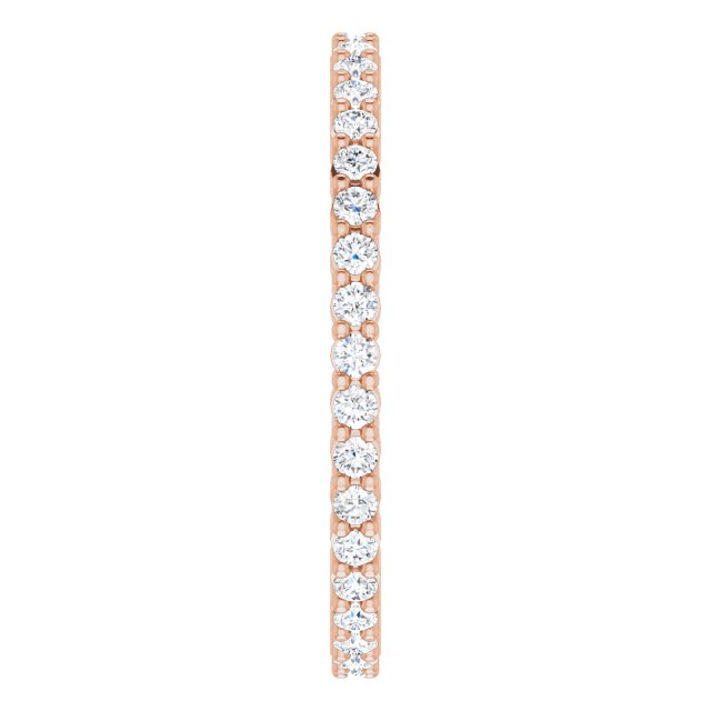 10K Gold Round Lab-Grown Diamond Shared-Prong Eternity Band – 1.3 mm Stones - Rose Gold - view 4