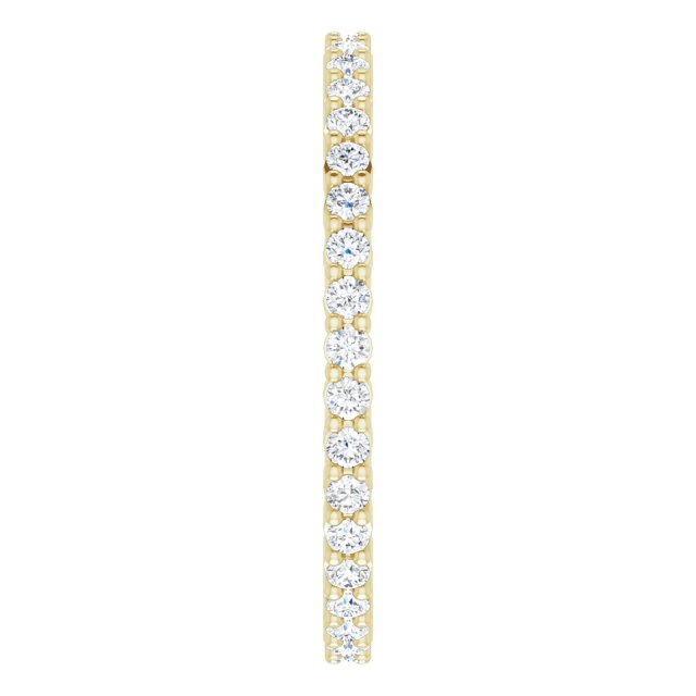 10K Gold Round Lab-Grown Diamond Shared-Prong Eternity Band – 1.3 mm Stones - Yellow Gold - view 4