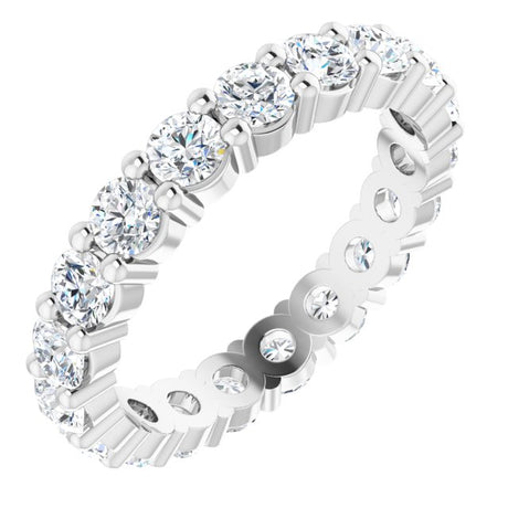 10K Gold Round Natural Diamond Shared-Prong Eternity Band – 2.75 mm Stones - White Gold
