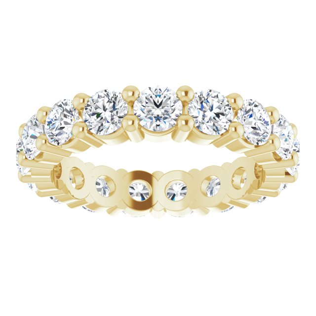 10K Gold Round Natural Diamond Shared-Prong Eternity Band – 3.2 mm Stones - Yellow Gold - view 3