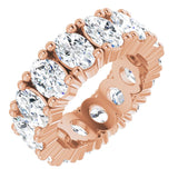 14K Gold Oval Natural Diamond Shared-Prong Eternity Band – 6x4 mm Stones - Rose Gold