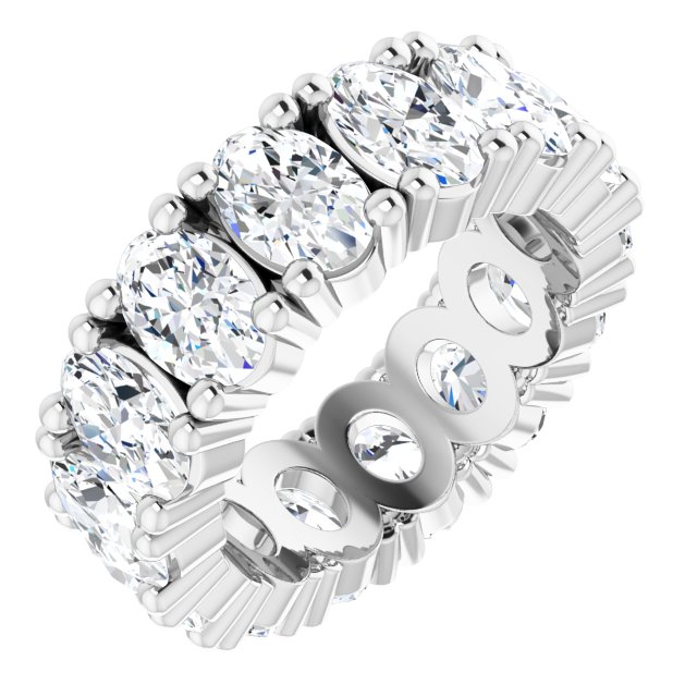 14K Gold Oval Natural Diamond Shared-Prong Eternity Band – 6x4 mm Stones - White Gold