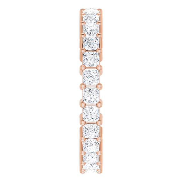 10K Gold Square Lab-Grown Diamond Shared-Prong Eternity Band – 2x2 mm Stones - Rose Gold - view 4
