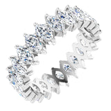 14K Gold Marquise Natural Diamond Shared-Prong Eternity Band – 4.25x2.25 mm Stones - White Gold