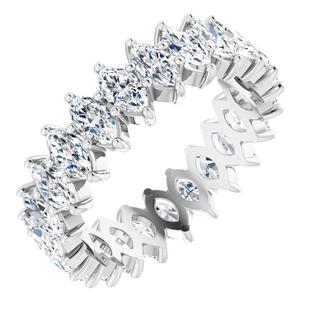 14K Gold Marquise Natural Diamond Shared-Prong Eternity Band – 4.25x2.25 mm Stones - White Gold