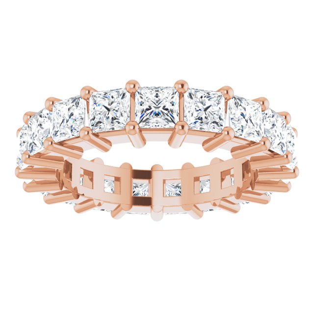 10K Gold Square Lab-Grown Diamond Shared-Prong Eternity Band – 3x3 mm Stones - Rose Gold - view 3