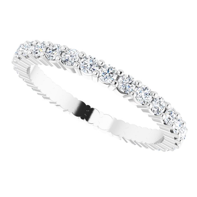 10K Gold Round Lab-Grown Diamond Shared-Prong Eternity Band – 1.7 mm Stones - White Gold - view 5