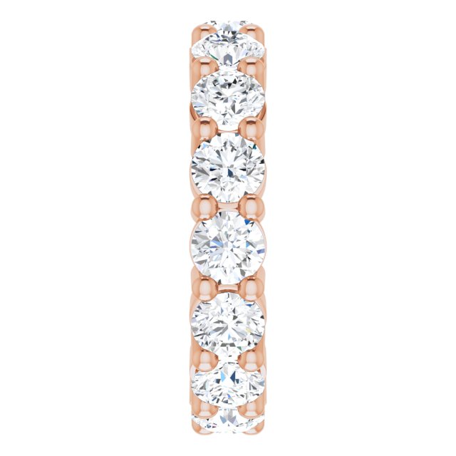 10K Gold Round Natural Diamond Shared-Prong Eternity Band – 3.75 mm Stones - Rose Gold - view 4