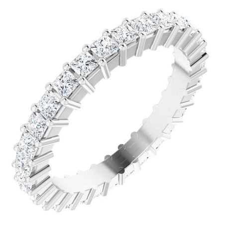 10K Gold Square Lab-Grown Diamond Shared-Prong Eternity Band – 1.75x1.75 mm Stones - White Gold