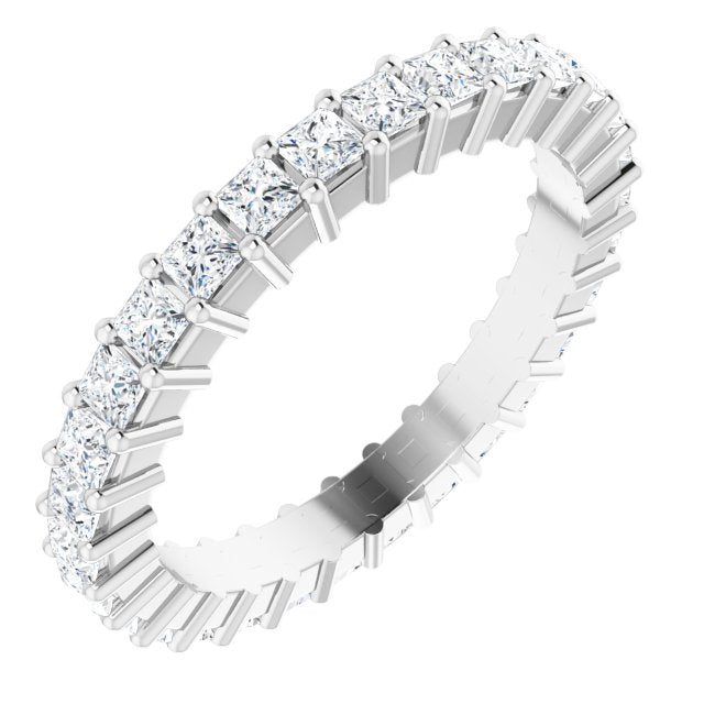 14K Gold Square Lab-Grown Diamond Shared-Prong Eternity Band – 1.75x1.75 mm Stones - White Gold