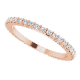 10K Gold Round Natural Diamond Shared-Prong Eternity Band – 1.3 mm Stones - Rose Gold - view 5