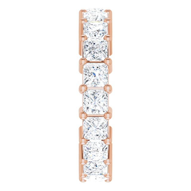 10K Gold Square Lab-Grown Diamond Shared-Prong Eternity Band – 3x3 mm Stones - Rose Gold - view 4
