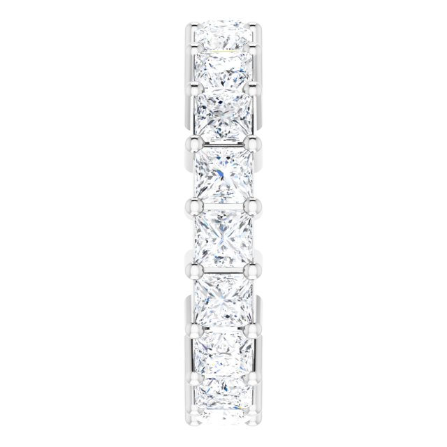 10K Gold Square Natural Diamond Shared-Prong Eternity Band – 3x3 mm Stones - White Gold - view 4