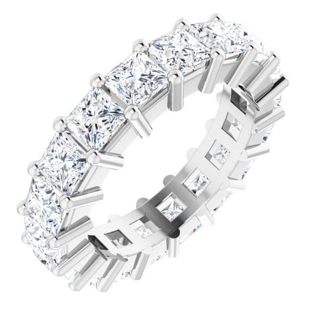 10K Gold Square Lab-Grown Diamond Shared-Prong Eternity Band – 3.25x3.25 mm Stones - White Gold