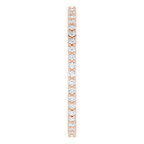 10K Gold Round Natural Diamond Shared-Prong Eternity Band – 1 mm Stones - Rose Gold - view 4