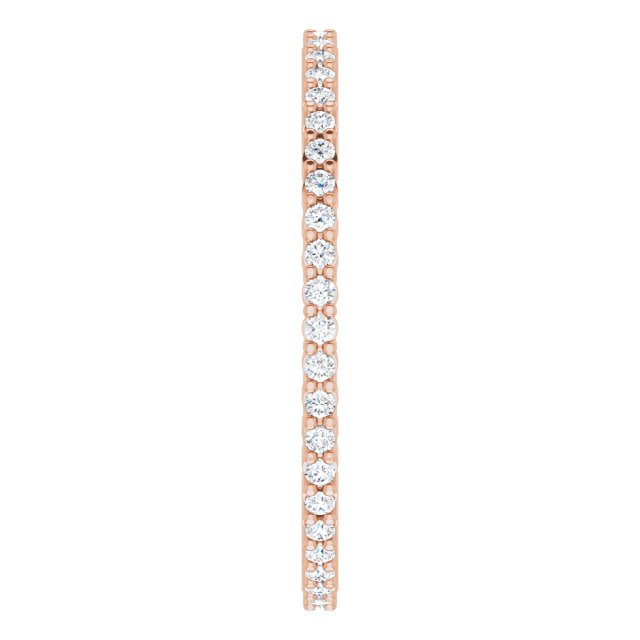 10K Gold Round Natural Diamond Shared-Prong Eternity Band – 1 mm Stones - Rose Gold - view 4