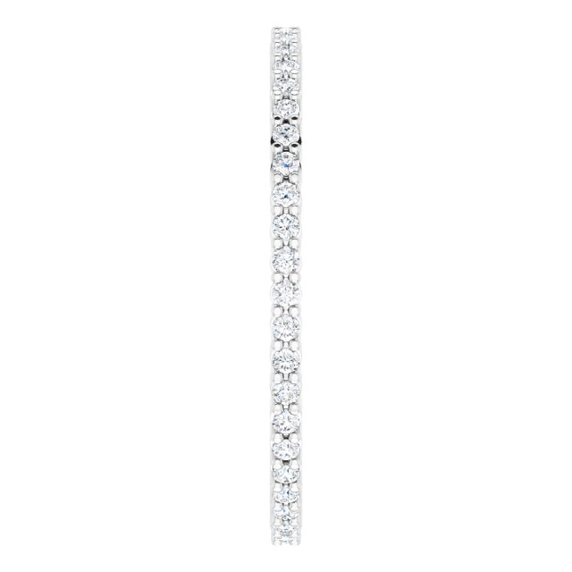 10K Gold Round Natural Diamond Shared-Prong Eternity Band – 1 mm Stones - White Gold - view 4