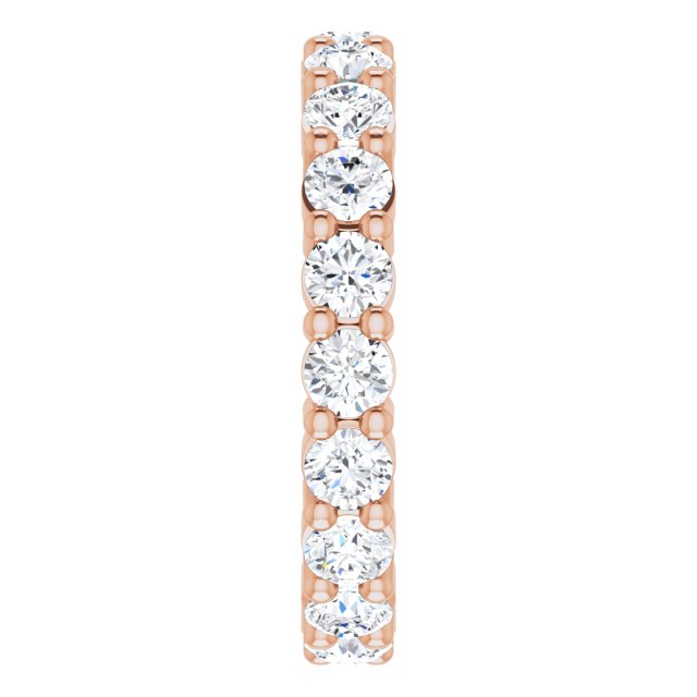 10K Gold Round Natural Diamond Shared-Prong Eternity Band – 2.75 mm Stones - Rose Gold - view 4