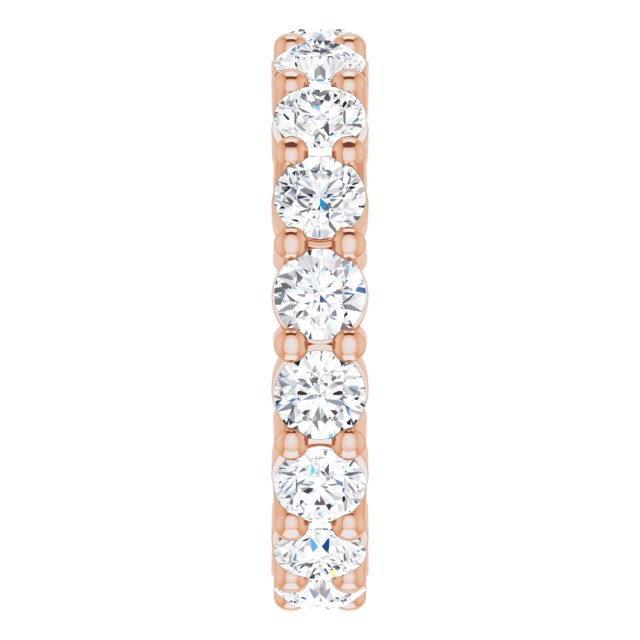 10K Gold Round Lab-Grown Diamond Shared-Prong Eternity Band – 3.2 mm Stones - Rose Gold - view 4