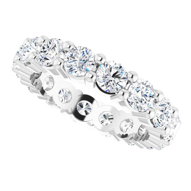 10K Gold Round Lab-Grown Diamond Shared-Prong Eternity Band – 3.4 mm Stones - White Gold - view 5