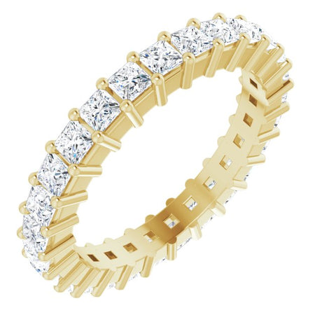 10K Gold Square Lab-Grown Diamond Shared-Prong Eternity Band – 2x2 mm Stones - Yellow Gold