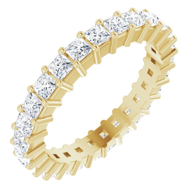 10K Gold Square Lab-Grown Diamond Shared-Prong Eternity Band – 2x2 mm Stones - Yellow Gold