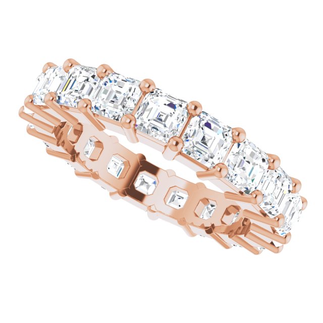 14K Gold Asscher Lab-Grown Diamond Shared-Prong Eternity Band – 3x3 mm Stones - Rose Gold - view 5